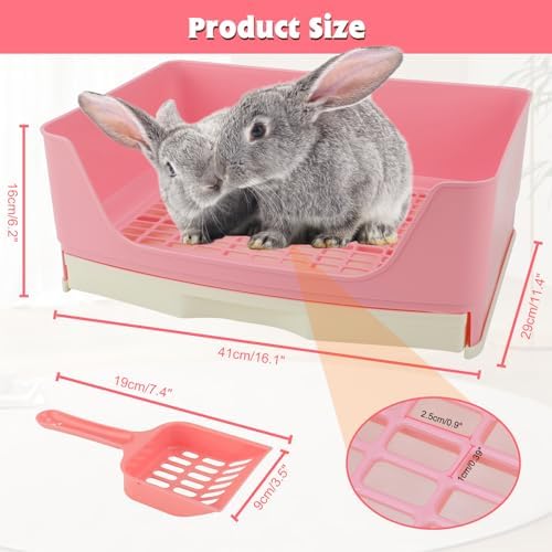 BWOGUE Large Rabbit Litter Box, Bunny Litter Box Potty Trainer Drawer Pink