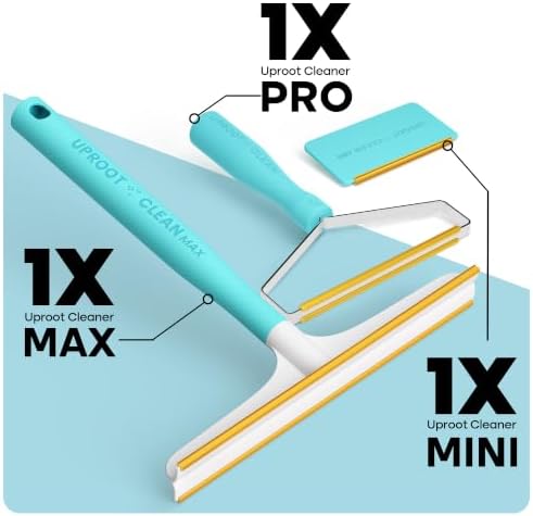 Uproot Clean Fur-Nado Survival Kit - Uproot Cleaner Pro Pet Hair Remover Tool + Mini & Max Variants - Pet Hair Removal Tool and Carpet Rake - Easy Cat & Dog Fur Scraper Bundle
