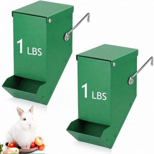 Maxcheck 2 Pcs Rabbit Feeder for Cages, 3.2 Inches, Mesh Bottom, Green