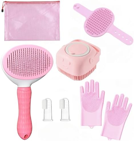 7Pcs Dog Grooming Kit, Pet Bath Supplies Deshedding Brush Dogs Cats