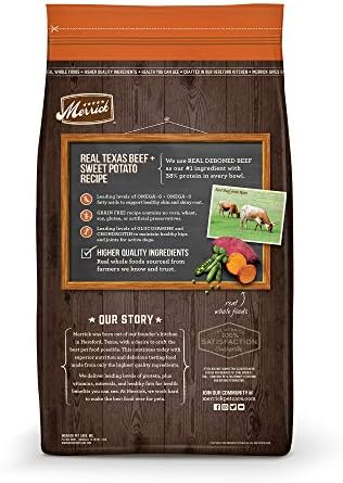 Merrick Grain Free Natural Beef Sweet Potoato Dry Adult Dog Food 4lb Bag