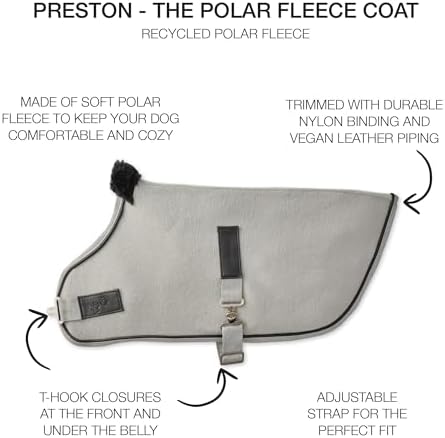 Pet Passion Preston II - The Polar Fleece Coat, Recycled Polar Fleece Warm Dog Jacket for Cold Weather for Small, Medium, Large Dogs, Heather Grey, X-Small (5-12 lbs)