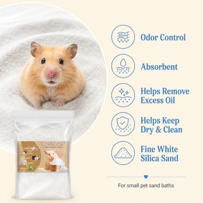 Sukh Hamster Sand Bath - White Fine Silica Sand, Hamster Hides & Cleaning