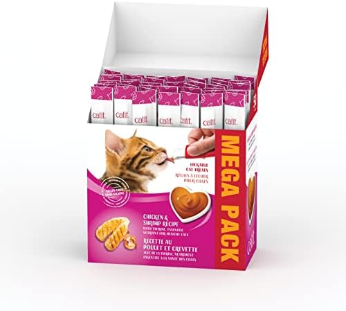 Catit Creamy Lickable Cat Treat, Chicken & Shrimp, 50 Pack, 0.5 Ounce