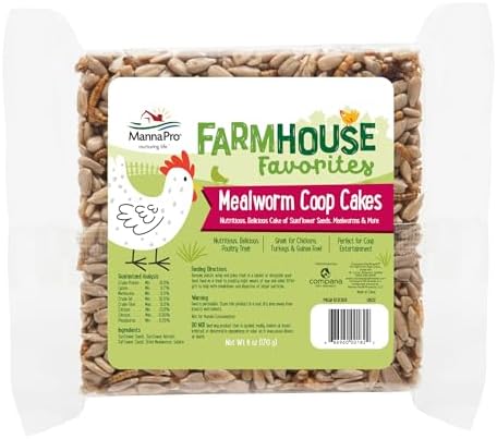 Manna Pro Coop Cakes Chicken Treats, Dried Mealworms & Sunflower, 3 Cakes