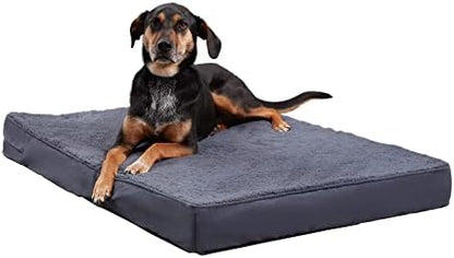 Happy Hounds Oscar Rectangle Orthopedic Foam Sherpa Dog Bed, Medium (42 x 30 in.), Prussian Blue