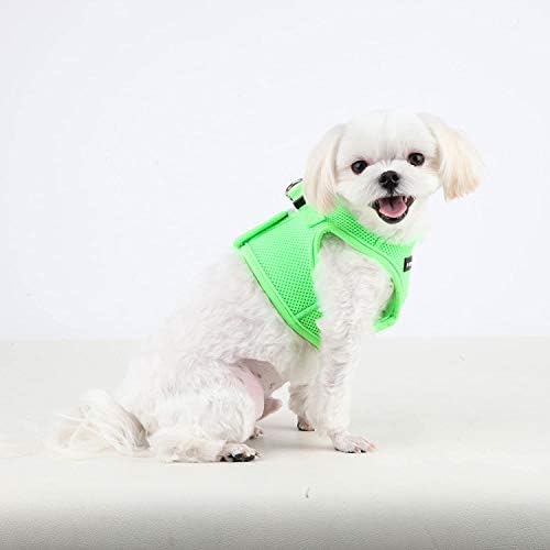Puppia Neon Soft Vest Harness Step-in No Choke No Pull Walking Training for Small and Medium Dog, Green, X-Small