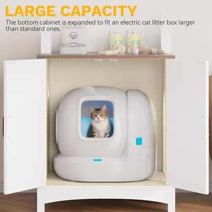 DWVO 70.8in Large Hidden Cat Litter Box Furniture with Shelves