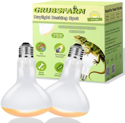 Reptile UVA Daylight Bulb, 75W Natural Sunlight Lamp for Habitats