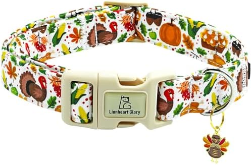 Lionheart glory Turkey Dog Collar, Thanksgining Day Dogs Collar Adjustable Soft Comfortable Collars for Small Dogs Girl or Boy Pet Gift Fall Cute Collar Quick Release Plastic Buckle
