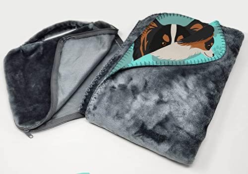 Caroline's Treasures MLM1082TBLT Tricolor Papillon Soft Travel Blanket with Bag Airplane Blanket, Indoor Outdoor Camping Blanket for Traveling, Picnics, Beach Trips, Concerts