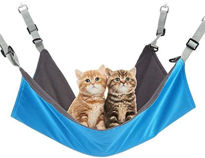 Hanging Cat Hammock, Pet Hammock for Cage, Adjustable Cat Bed Two Sides Comfortable/Waterproof Resting Sleepy Pad for Cats Small Dogs Rabbits or Other Small Animals (Blue)