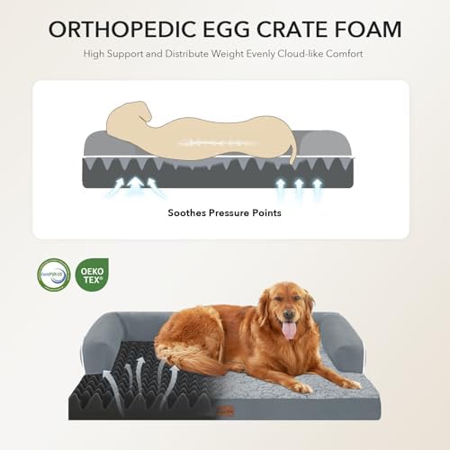 Waterproof Orthopedic Dog Bed for Extra Large Dogs, 41x27in, Grey