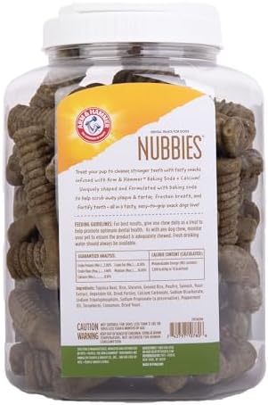 Arm & Hammer Nubbies Dental Dog Treats, Mint Flavor, 62 Count Bucket