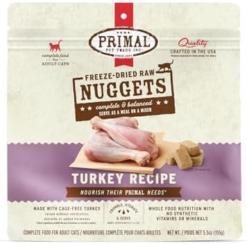 Primal Freeze Dried Raw Cat Food Nuggets, Turkey, 5.5 oz