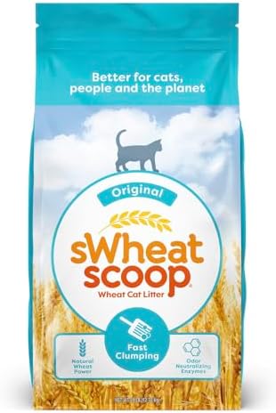 sWheat Scoop Natural Wheat Cat Litter, Original, Fast Clumping with Odor Neutralizing Enzymes, 28 Pound Bag