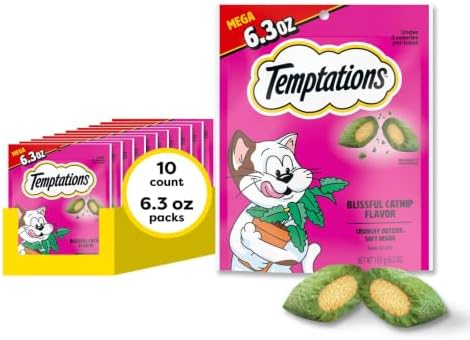 Temptations Classic Crunchy Cat Treats, Blissful Catnip, 6.3 oz, 10 Pack