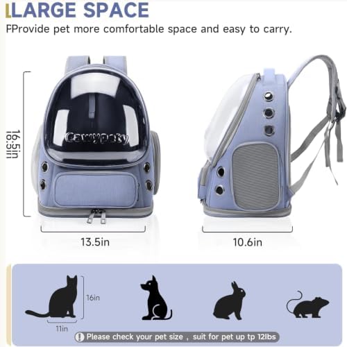 Cawypety Cat Backpack Carrier Large Space Bubble Backpack up to 12lbs Blue