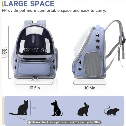Cawypety Cat Backpack Carrier Large Space Bubble Backpack up to 12lbs Blue