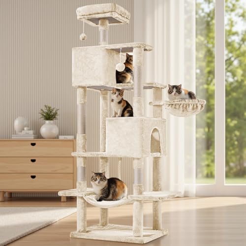 Large 66 Inch Cat Tree Tower with Sisal Scratching Post