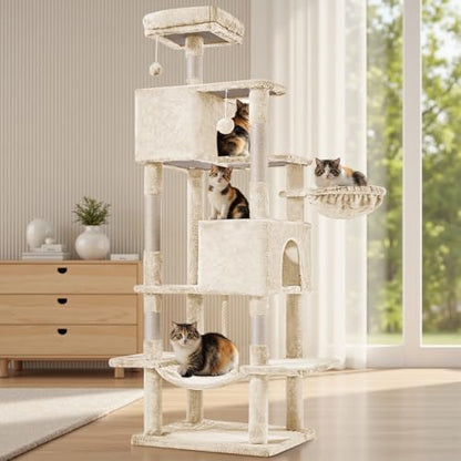 DUMOS 66 Inch Large Cat Tree Tower with Scratching Posts, Indoor Use