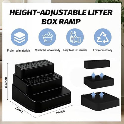 Adjustable 3 Step Litter Box Step, Cat Litter Box Ramp/Catcher White