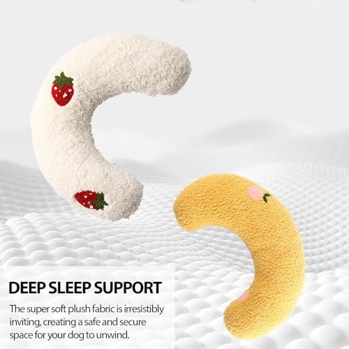U-Shaped Calming Pillow for Cats and Dogs - Super Soft Plush Fabric, Cozy Headrest, Neck Support for Deep Sleep, Kitten Headrest, Pet Bed (Yellow)