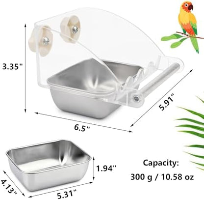 Hypeety Transparent No Mess Bird Feeder for Cage with Anti-Slip Perch