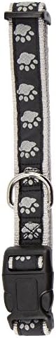 Guardian Gear Nylon Two-Tone Pawprint Dog Collar, Fits Necks 6" to 10", Black