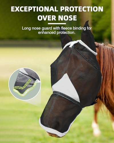 Hilltown Horse Fly Mask with Ears and Nose Cover - Full, Grey