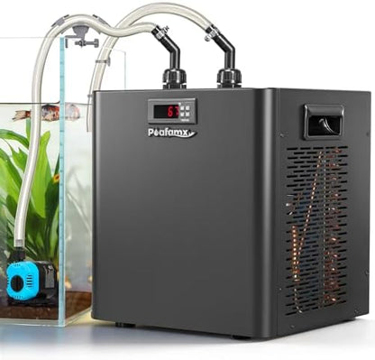 Poafamx 1/3 HP Aquarium Chiller, Quiet Fish Tank Water Chiller 40-80 Gal