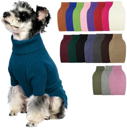 Turtleneck Dog Sweater,Thermal Knitted Sweater for Small Dogs Girl Boy, M