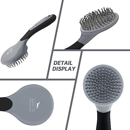 Harrison Howard Horse Mane and Tail Brush - Professional Grooming Brush, Equestrian Detangler, Non-Slip, Black
