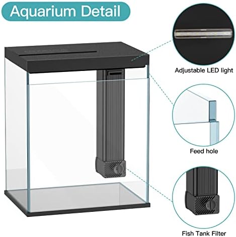 Betta Fish Tank, 2 Gallon Glass Aquarium Starter Kit, Small Fish Tank with Filter and Light.