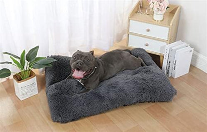 Long Plush Calming Pet Bed Cuddler Pet Bed Dark Grey 2XL