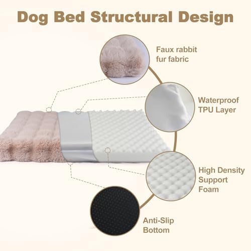 Washable Orthopedic Dog Bed Medium Size Dog, 30"x20" Light Khaki