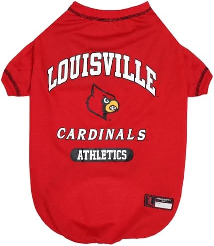 Pets First Collegiate LOUISVILE CARDINALS Dog T-Shirt, Small. - Licensed Shirt for Pets Team Colored with Team Logos.- Premium Stretchable Materials for the Comfrot of your Dog & Cat.