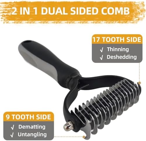 Dog Brush for Shedding,9 PCS in One Pet Slicker Hair Brush Kit with Pet Nail Clipper and File - Dog Cat Grooming Deshedding Undercoat Rake Brush Comb for All Small Large Dogs Cats Grey