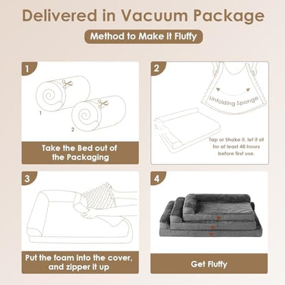 EHEYCIGA Large Dog Bed Memory Foam for Crate, Orthopedic Dog Bed Large Size Dogs with Washable Removable Cover, Waterproof Pet Sofa Couch with Nonskid Bottom, 35x22x6, Dark Grey
