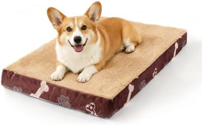 Orthopedic Dog Bed for Crate 35"x22" Sherpa Pet Bed, Chocolate