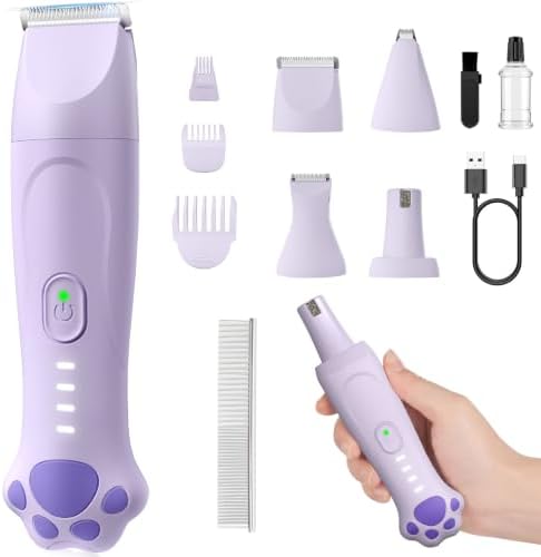 4-in-1 Dog Clippers for Grooming Kit - 45dB Quiet 150-Min Run Non-Slip Grip