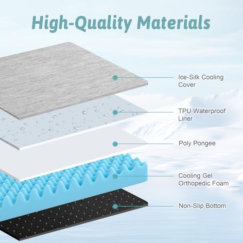 COZY KISS Cooling Dog Bed, Q-Max >0.4 Orthopedic Foam Dog Bed with Sides
