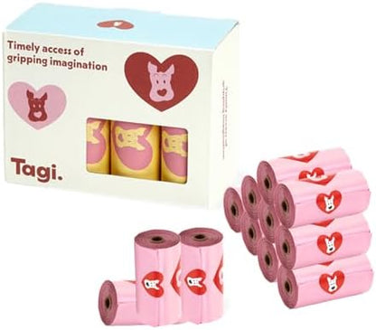 Tagi. The Fruits of Love Dog Poop Bags with Dispenser, Leak-Proof & Extra Thick Pet Waste Bags, Portable Dog Waste Bag Holder for Walking, Travel, and Outdoor Use, 12 Berry Rolls Bags