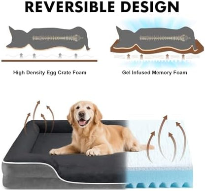 DUMOS 42x32 Inch Orthopedic Dog Bed for Indoor Use, XL Soft Couch Bed