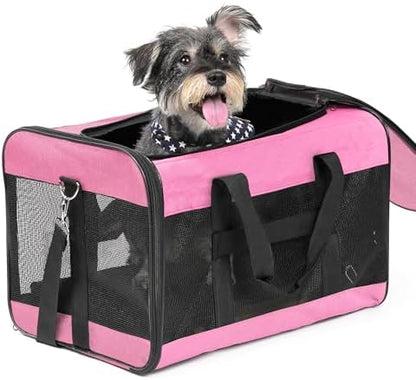 Conlun Dog Carrier Soft Sided, Large Cat Carrier up to 20 Lbs,Pink L