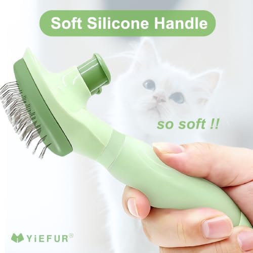 Cat Brush for Shedding, Self Cleaning Brush for Long & Short Hair Cats