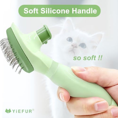 Cat Brush for Shedding, Self Cleaning Brush for Long & Short Hair Cats