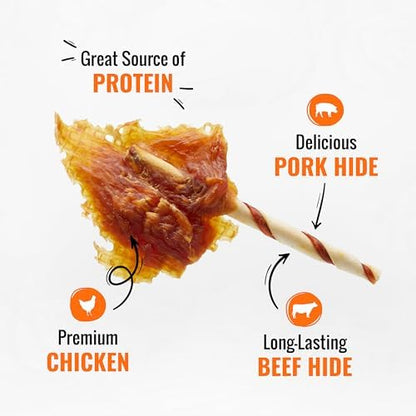 Good 'n' Fun Triple Flavor Wings Chews for All Dogs, 12 Ounces, Treat Your Dog to Long-Lasting Chews Made from Chicken, Pork Hide and Beef Hide (3-Pack)