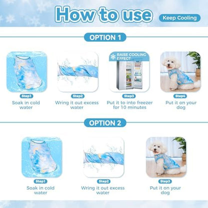 cyeollo 2Pack Dog Cooling Shirts Evaporative Dog Cooling Vest, S, Blue Sky