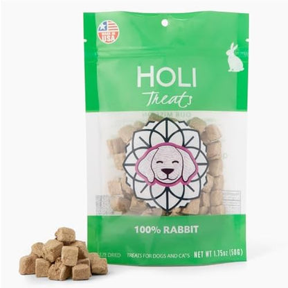 HOLI Freeze Dried Rabbit Dog Treats – Single Ingredient Freeze Dried Rabbit Treats for Dogs – All Natural – High Value Training Treats - 3.5oz